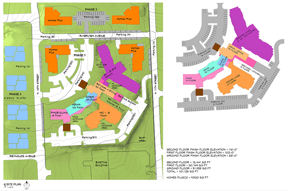 The master plan provides a mix of assisted living and memory care and related amenities.
